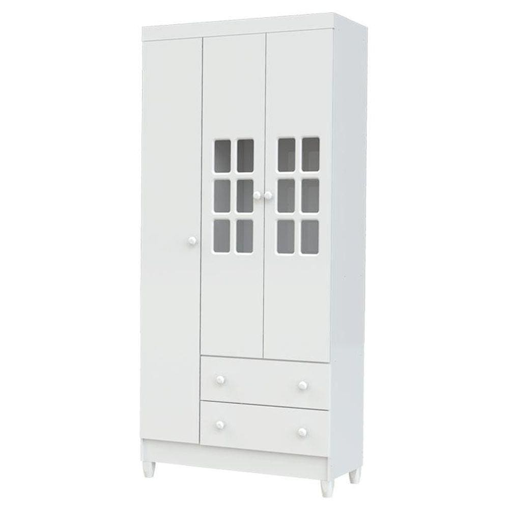 Guarda Roupa Infantil 3 Portas Mariah Acetinado Amadeirado - Carolina