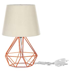 Abajur Diamante Dome Bege Com Aramado Cobre