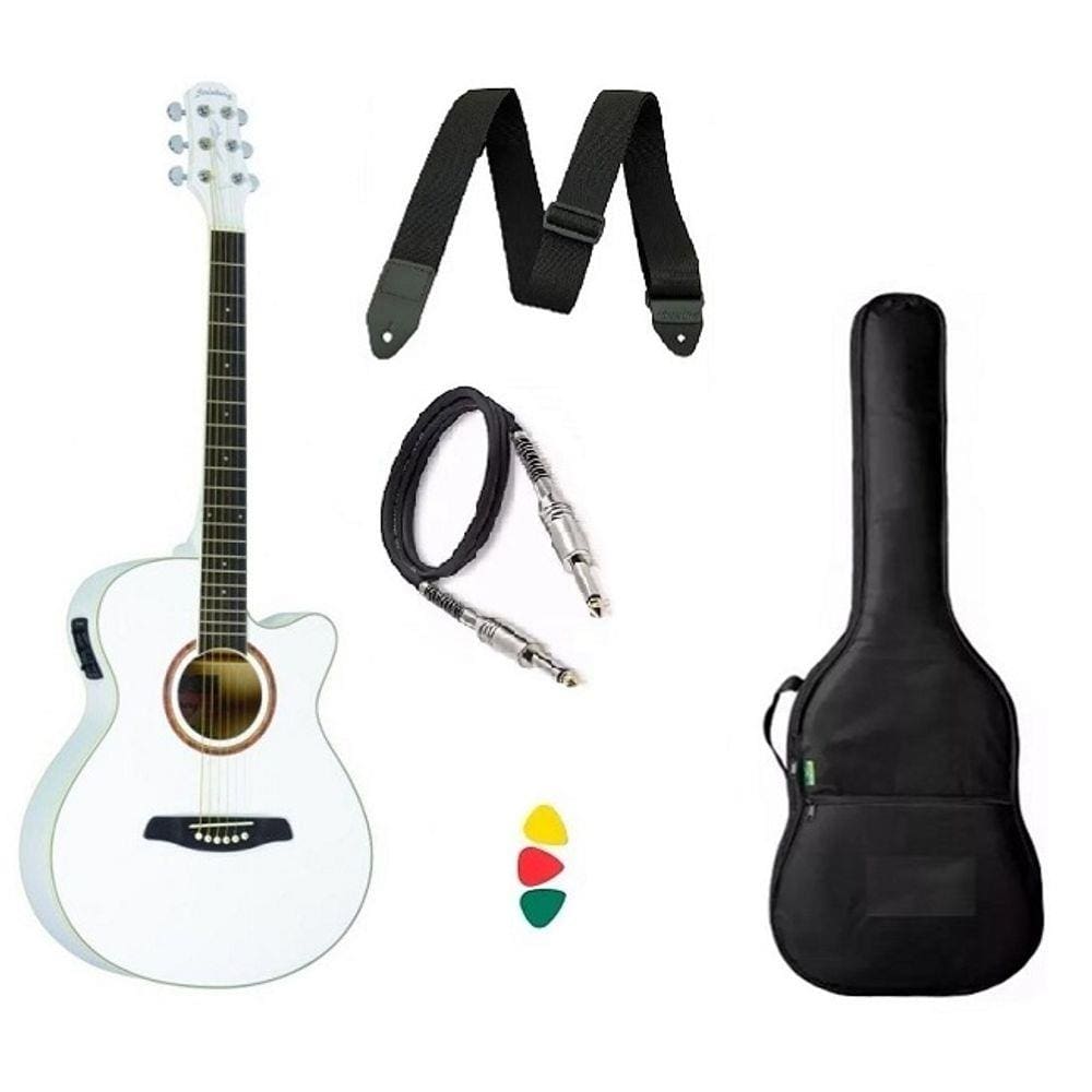 Kit Violão Strinberg Aço Elétrico Branco Be30