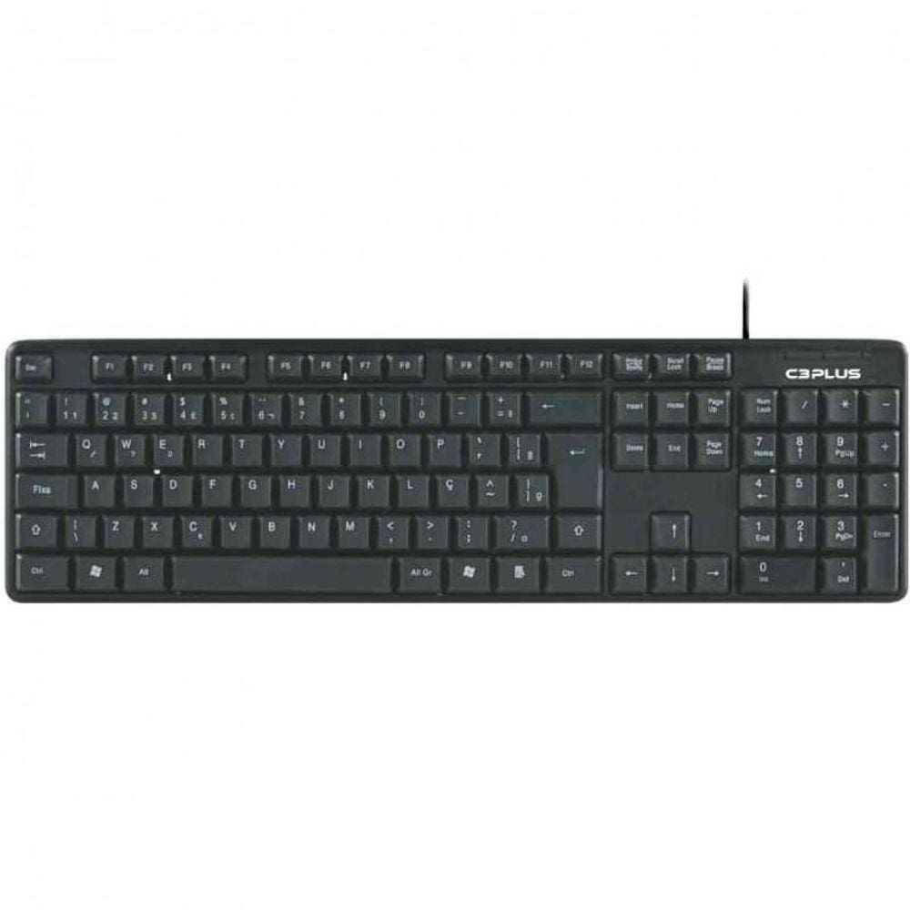 Teclado USB C3 Plus Padrão Preto KB-15BK
