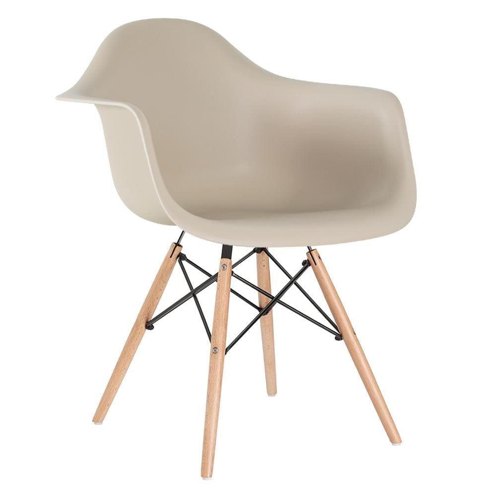 Cadeira Charles Eames Eiffel com braços - DAW - Base de madeira clara