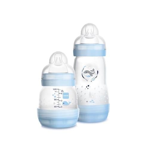 imagem-Kit Mamadeira MAM Easy Start - 130ml e 260ml - Bico 0 - Azul