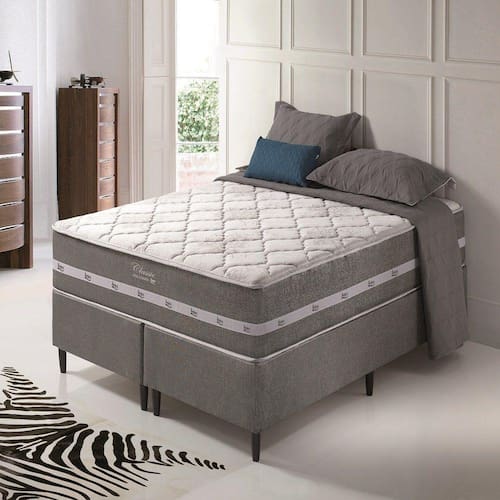 Menor preço em Conjunto Cama Box King Size Miami 193x203cm Molas Ensacadas Zidi