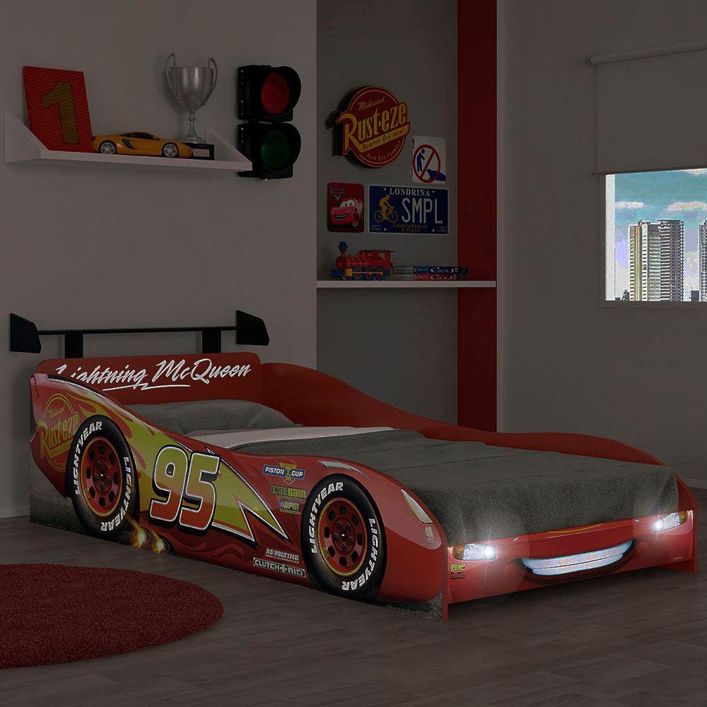 Carro de Corrida de LED Carro de cama Cama Twin para bebês com