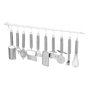 Suporte De Cozinha Porta Talheres 100cm C/ 18 Ganchos Branco