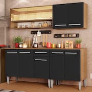 Cozinha Completa Madesa Emilly Dance com Balcão e Armário Vidro Reflex - Rustic/Preto