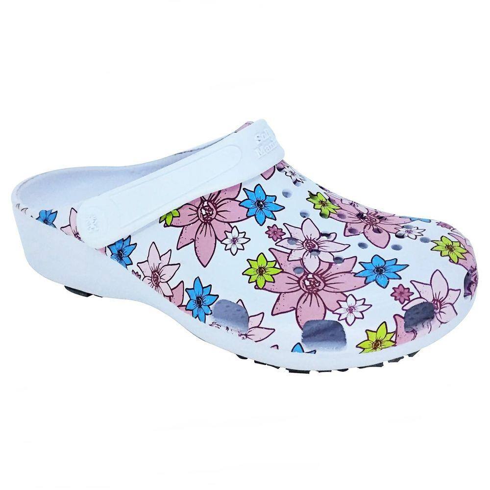 Babuche Feminino Profissional SoftWorks Mania EPI Antiderrapante Estampa  Floral 2 Com Perfuros EVA BB32 | Casas Bahia