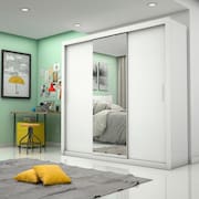 Guarda Roupa Casal Melissa Glass 3 Portas Com Espelho Branco 185x208cm Carioca Móveis