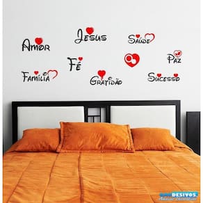 Adesivo Decorativo Palavras Sucesso Jesus Gratidão Família