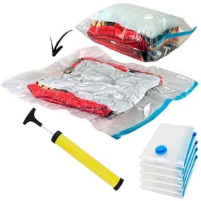 Saco à Vácuo Guardar Roupas 60x80 CM Kit 5 Peças + Bomba Sucção WESTERN