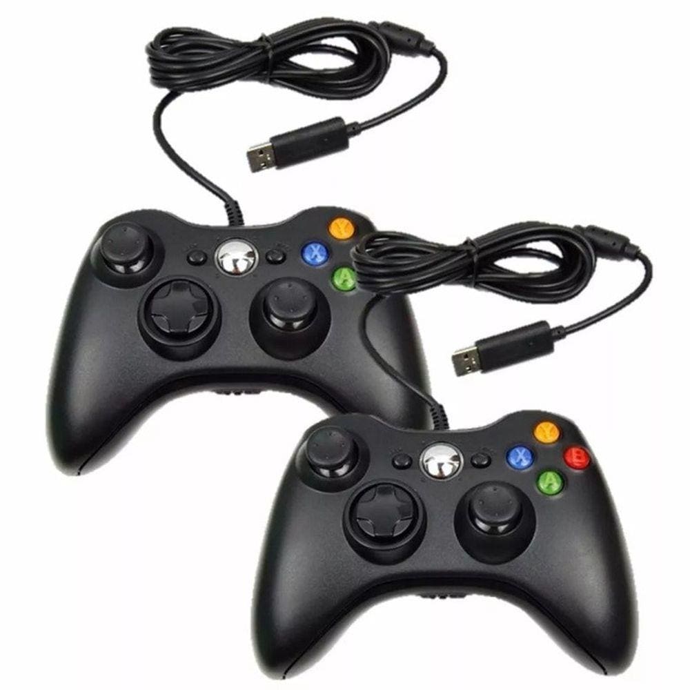 Kit 2 Controle Sem Fio Xbox360 Slim X360 Preto