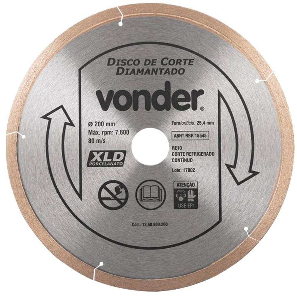 Disco De Corte Diamantado 200Mm Contínuo Porcelanato Vonder