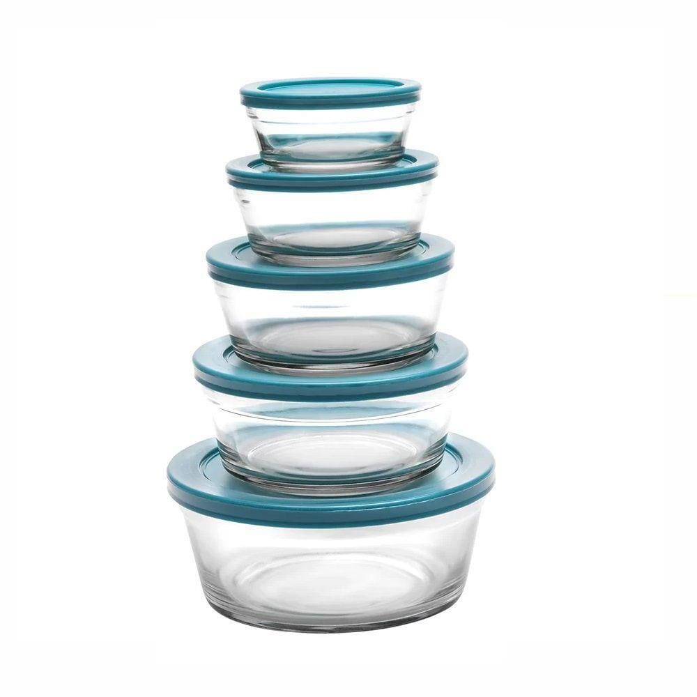 Tigelas Com Tampa Azul 5 Peças - Casambiente