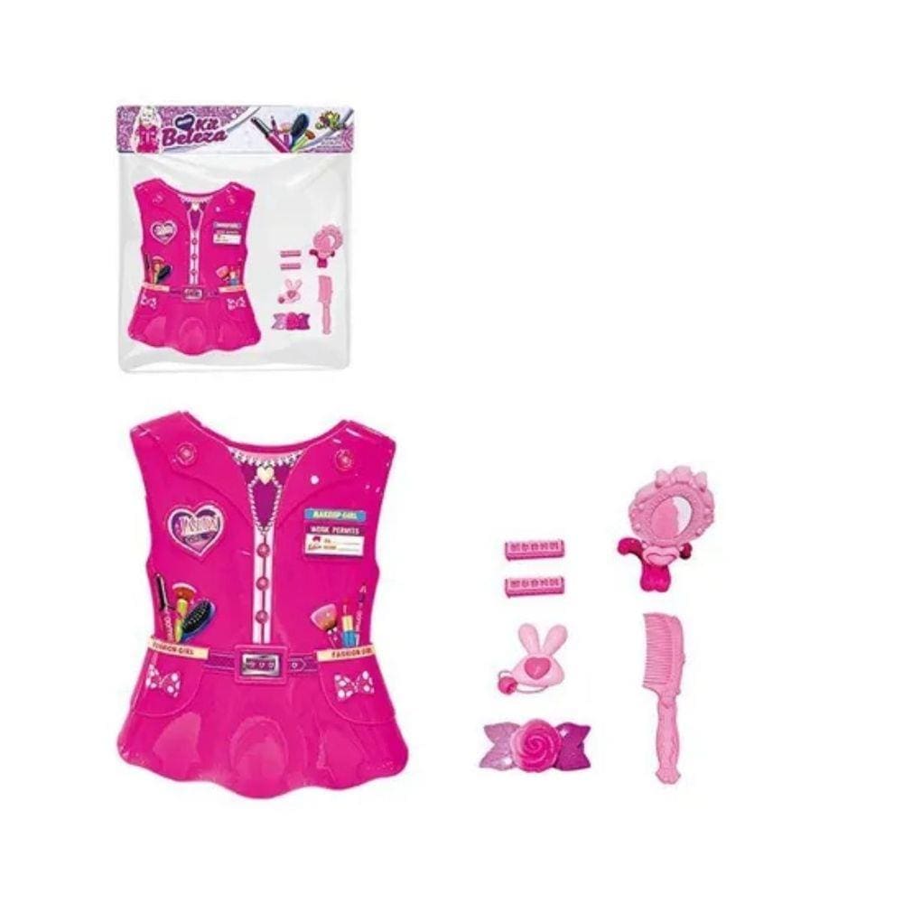 Kit Beleza 6 Acessórios Colete Espelho Pente Brinquedo