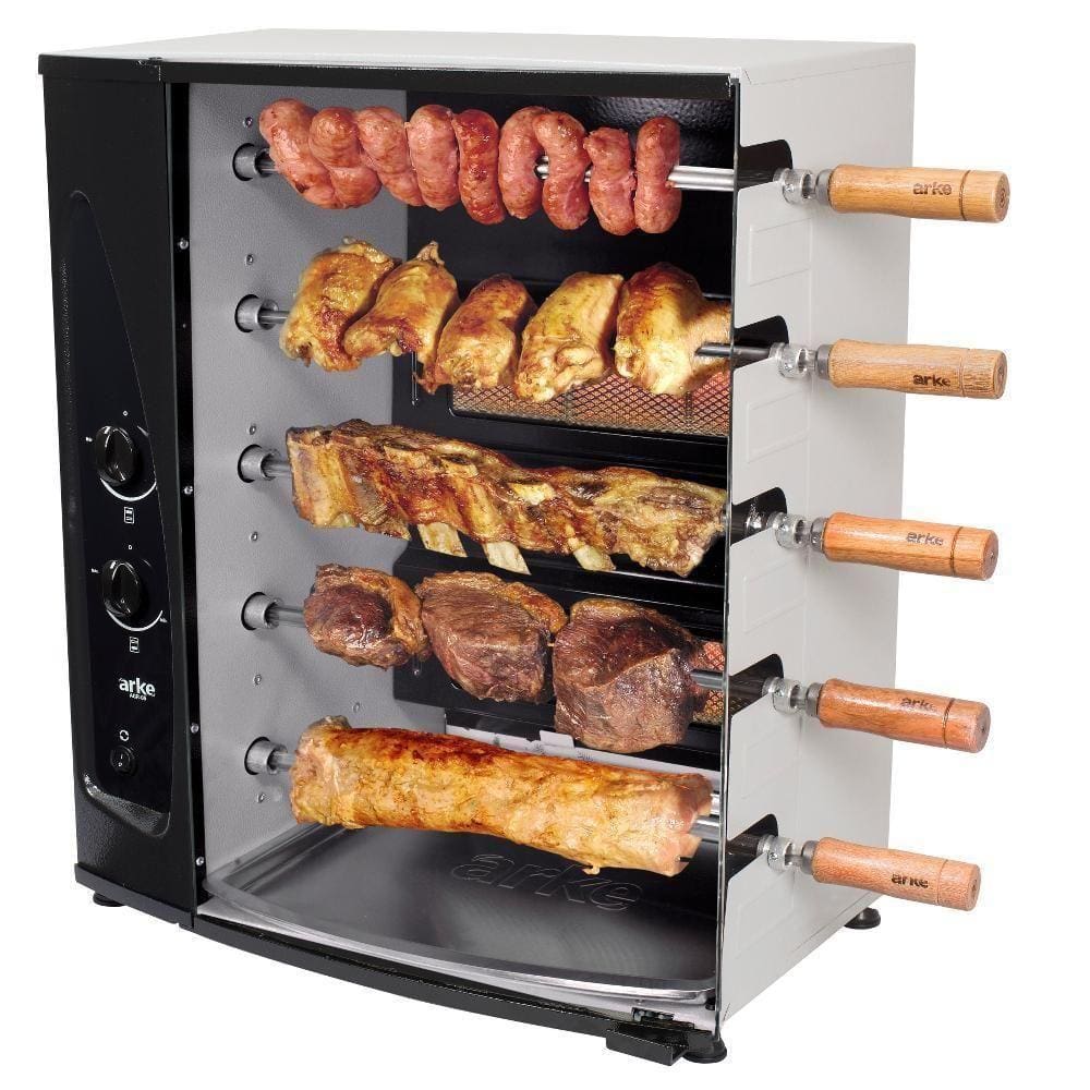 Assador a Gás Rotativo com 5 Espetos Gás GLP Bivolt Arke