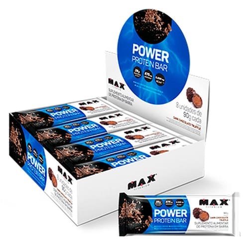 imagem-Power Protein Bar 8 unidades de 90g cada Max Titanium Chocolate Truffle - Chocolate - 720 g