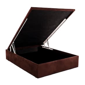 Base Baú Phy Camurça Marrom Casal (138x188x39) - Ortobom