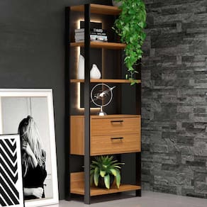 Estante Para Livros 2 Gavetas 100% Mdf E91 Freijó/preto Fosco - Dalla Costa