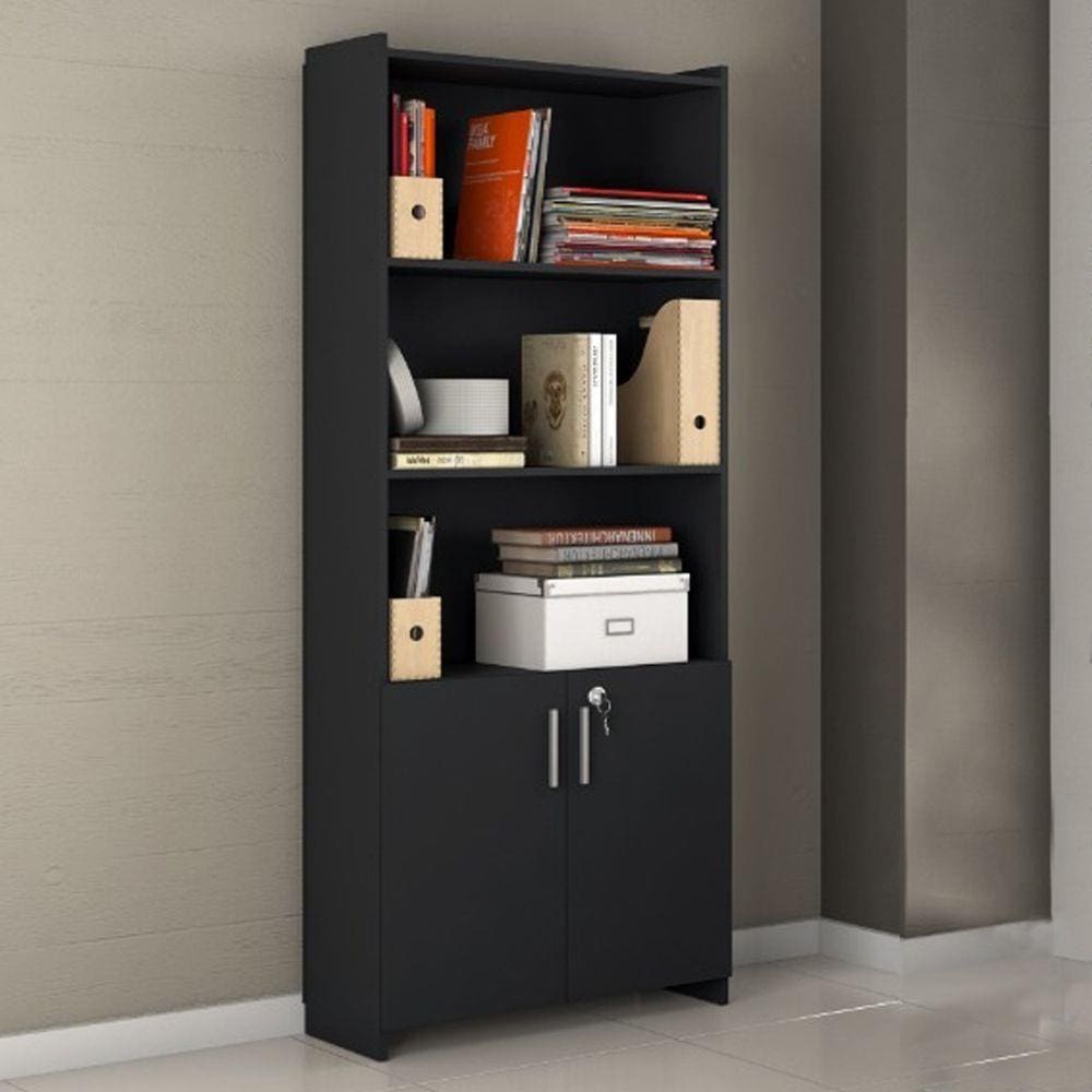 Armário Multiuso 2 Portas Para Escritório Office Notável Móveis Black