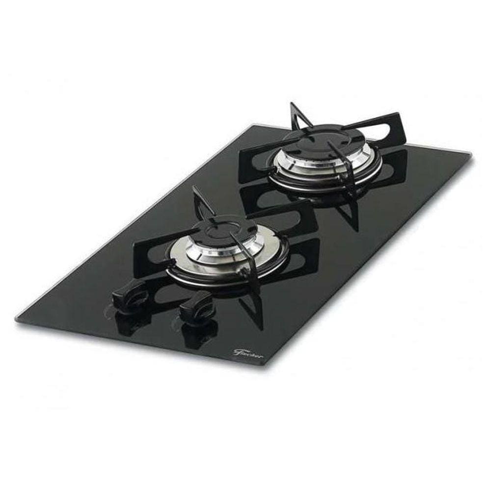 Cooktop Fischer 2 Bocas Vidro Preto Chama Rápida Bivolt - Bivolt