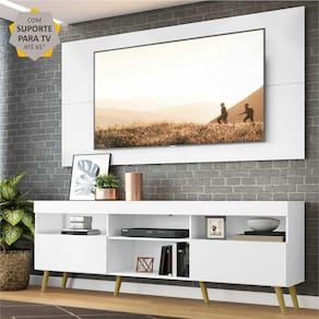 Rack c/ Painel e Suporte TV 65" e Pés Retrô Flórida Multimóveis