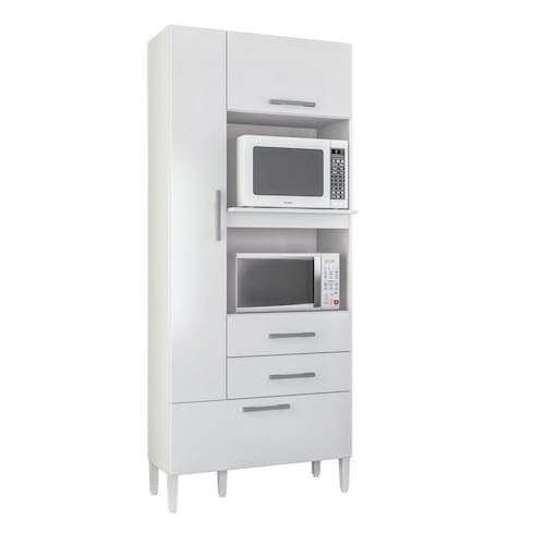 imagem-Armário Multiuso Atualle 3 Portas E 2 Gavetas Branco Brilho