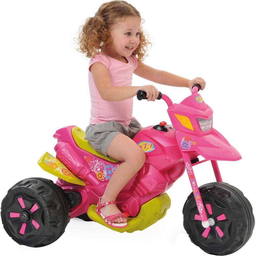 Moto eletrica xt3 infantil de 6v para meninas bandeirante em