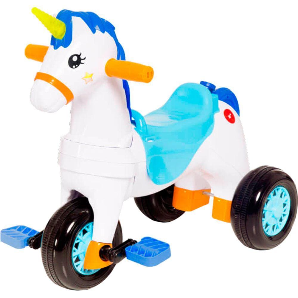 Triciclo Infantil Passeio Empurrador 2 Em 1 Importway BW003AZ Motoca Azul