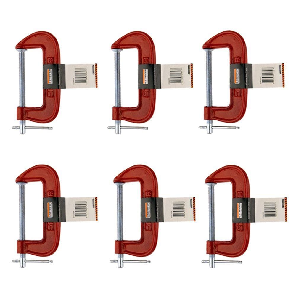 Kit 6 Grampos Tipo C Marceneiro Leve 3 Polegadas Starfer