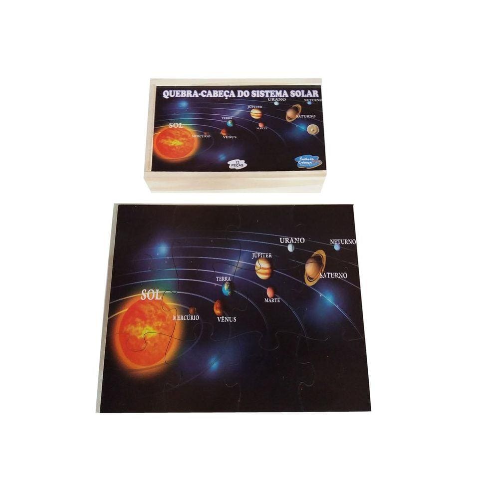 Brinquedo Educativo Quebra Cabeça Sistema Solar 12 Peças