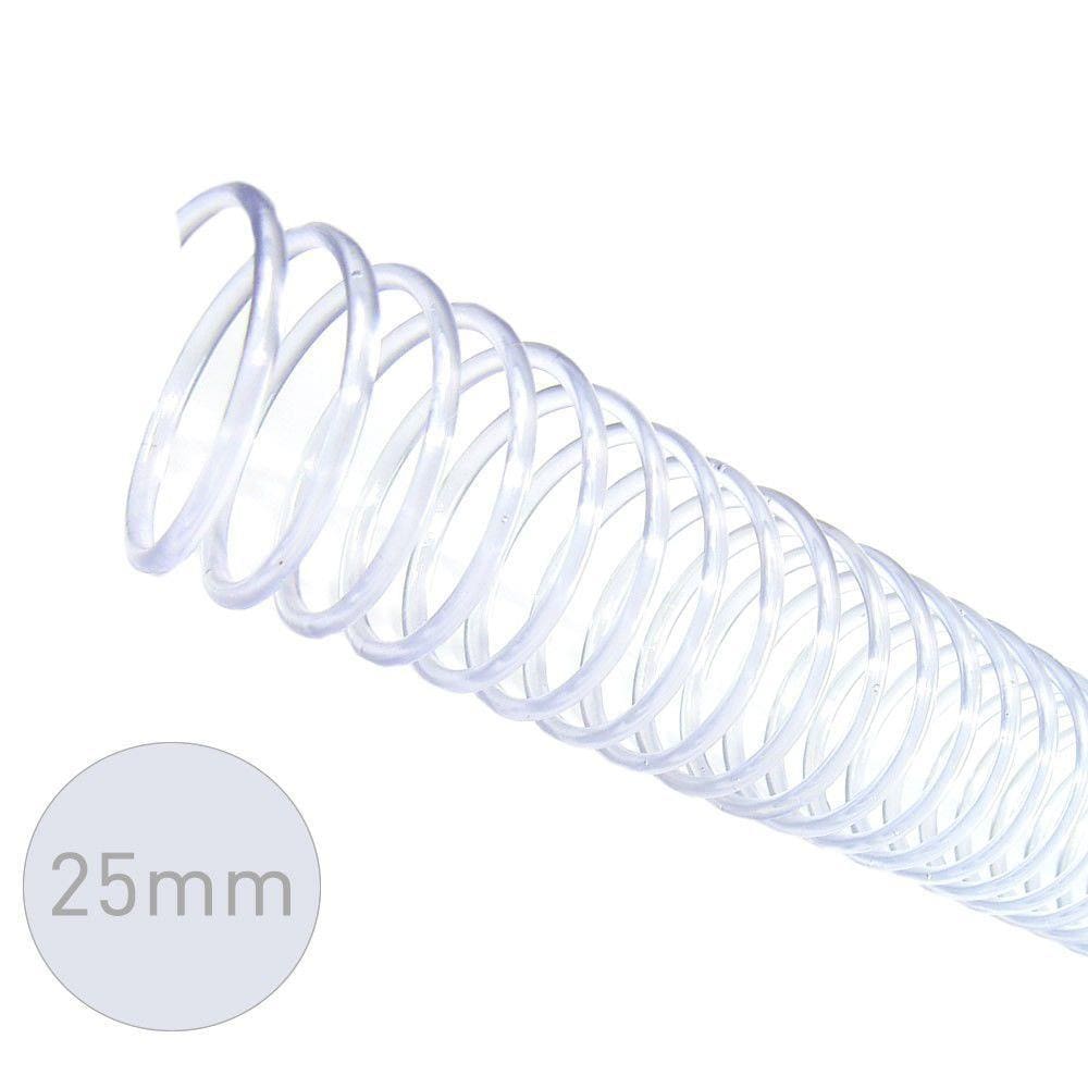 Espirais para Encadernação Cristal Transparente 25mm 160 Folhas 45 und