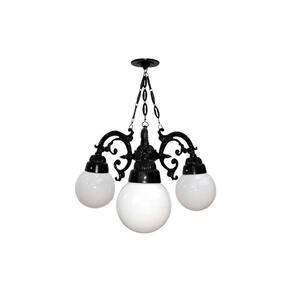 Lustre Colonial para Teto com Corrente em Alumínio 03 Globos