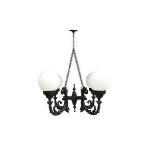 Lustre Colonial Paris Com Corrente Em Alumínio 04 Globos