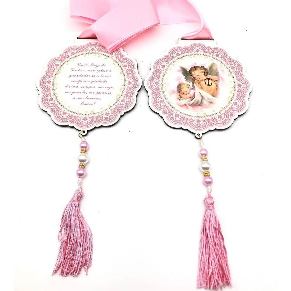 Escapulário de Porta Anjo da Guarda Rosa