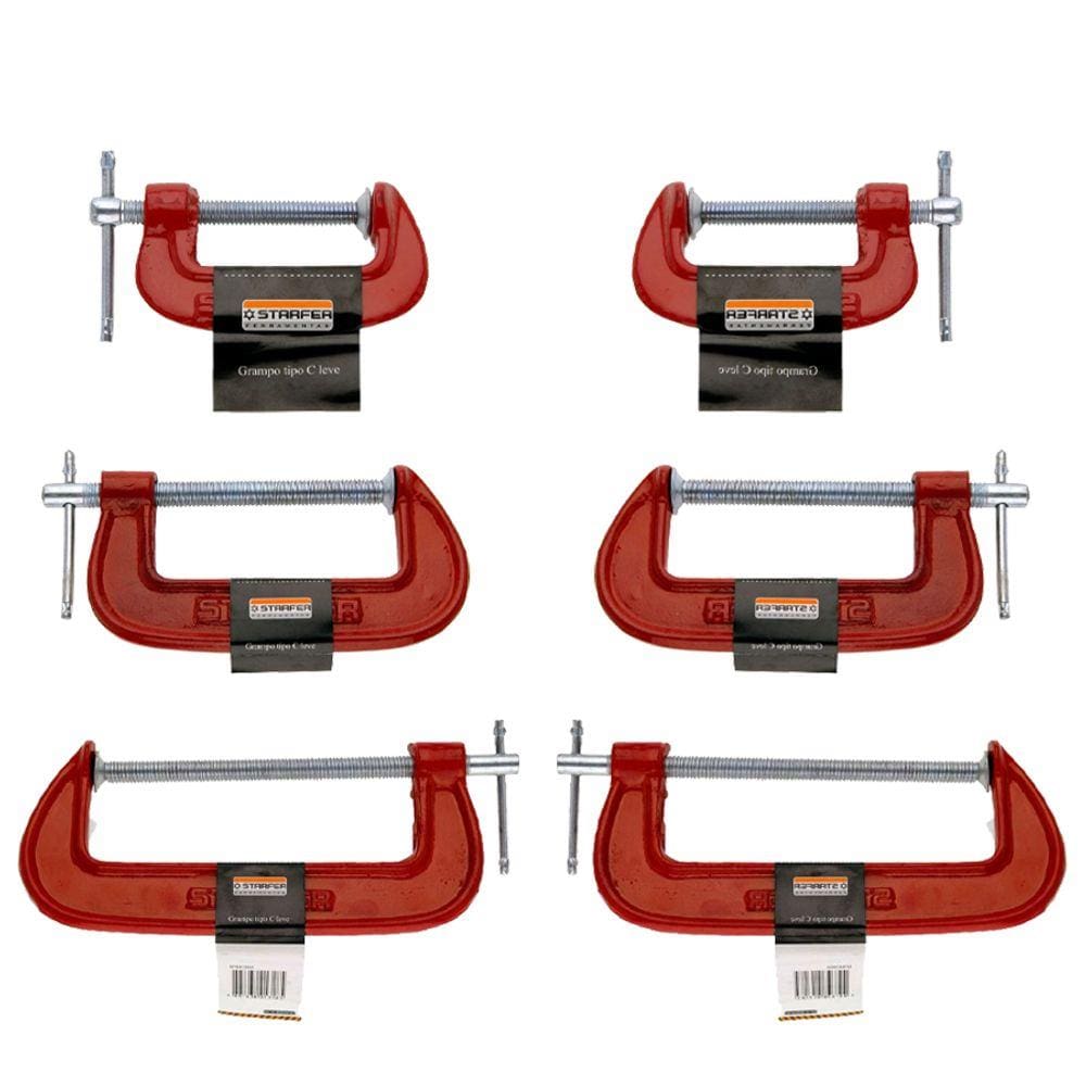 Kit 2, 4 e 6 Polegadas Grampo Tipo C Para Leve Starfer