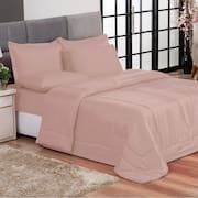 Kit Edredom Casal Queen Jogo de Lençol 06 peças Aconchego Dupla Face Casa Dona