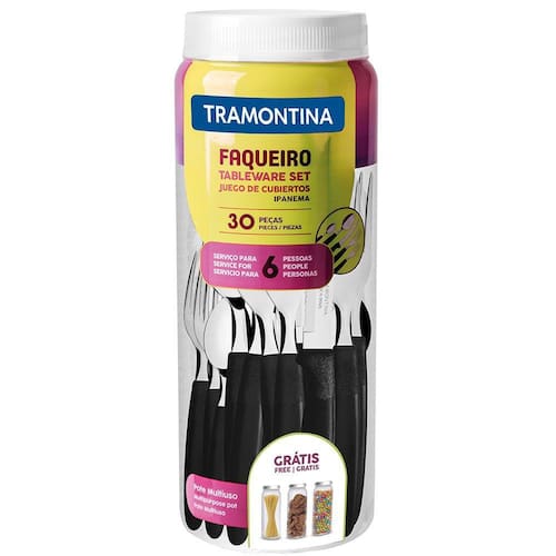 imagem-Faqueiro Inox Tramontina 30 peças Ipanema Preto