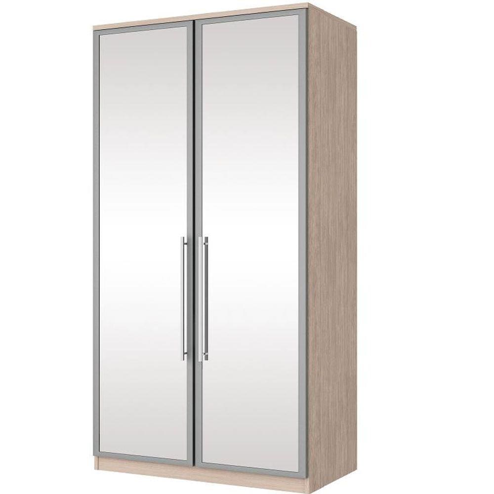 Guarda Roupa Roupeiro 2 portas 3 Gaveta com Espelho Diamante