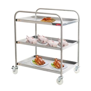 Carro de Serviço para Transporte 3 Bandejas 80x52 Inox 430 Hotéis Pousadas Restaurantes - Imeca