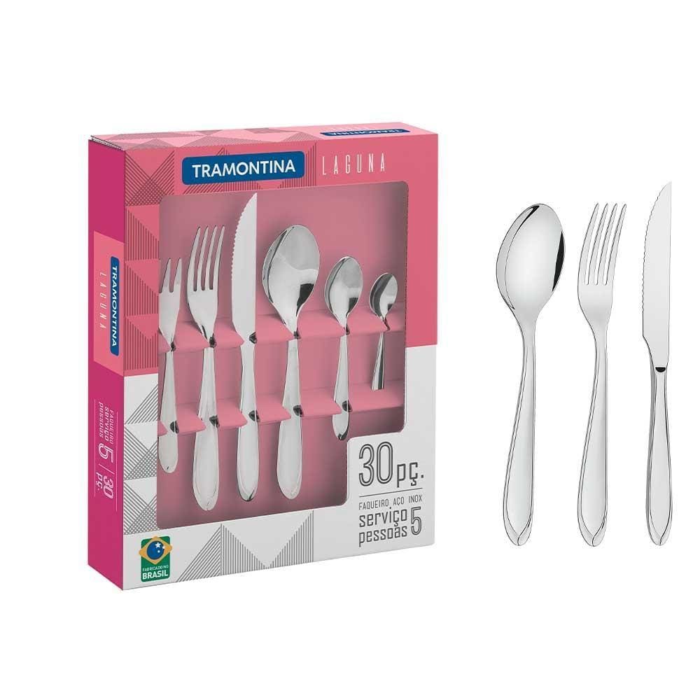 Faqueiro Laguna 30 Peças Aço Inox Facas para Churrasco Tramontina 66906454