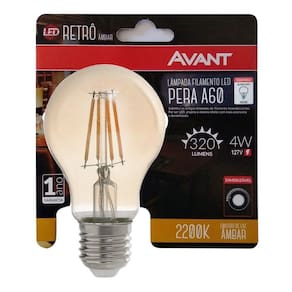 Lâmpada Led Filamento A60 4w 2200k Dimerizavel Retrô Avant