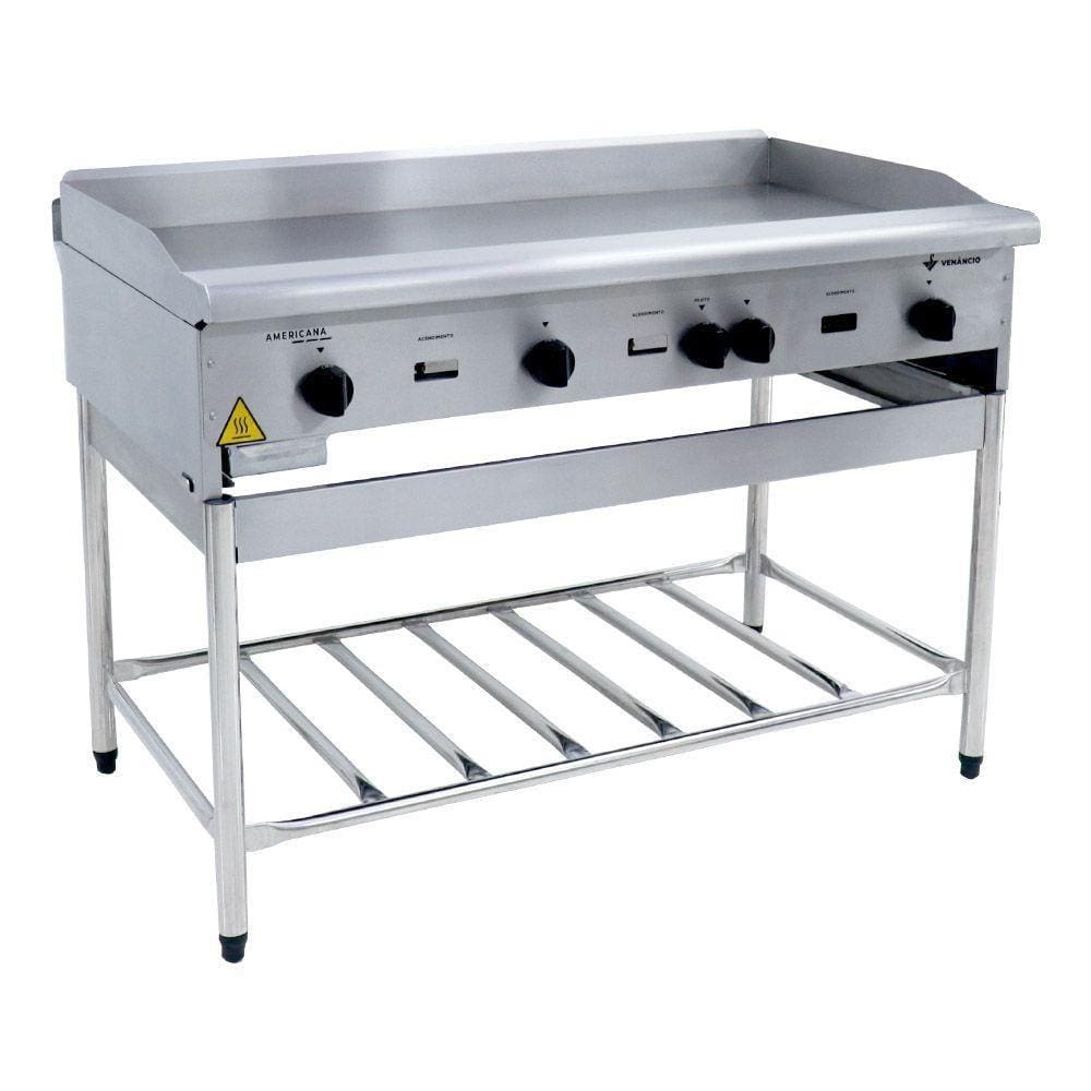 Chapa Americana a Gás 1,20 m Profissional com Pés 18 mm Baixa Pressão Venâncio CGP120