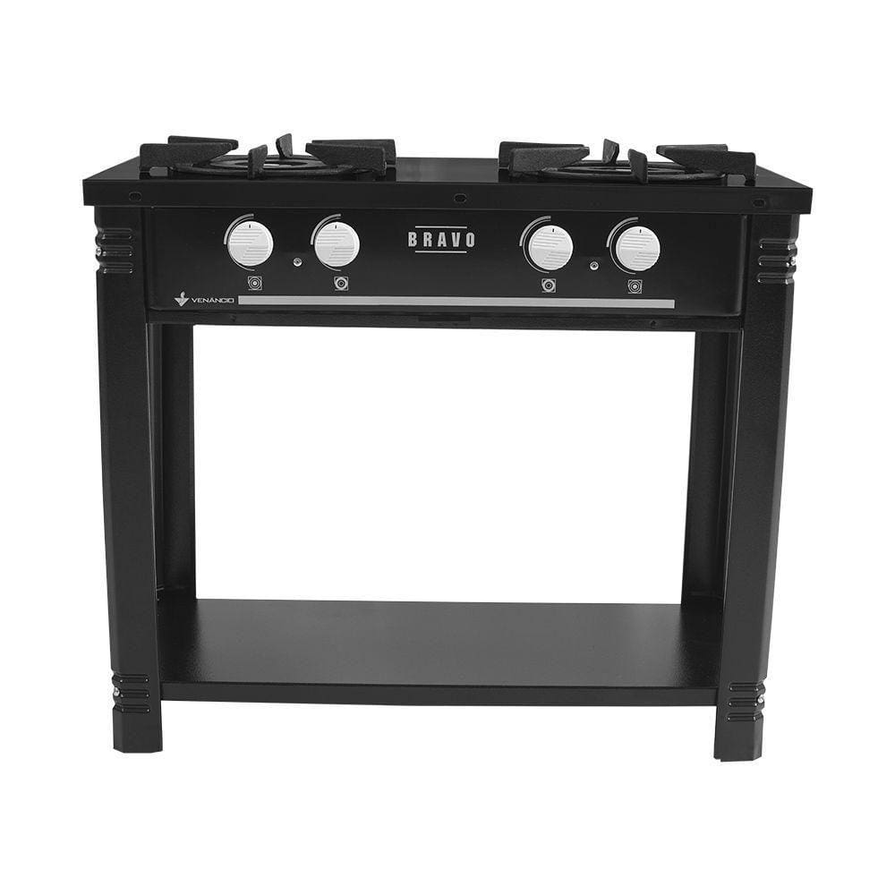 Fogão Profissional 2 Bocas Venâncio Linha Bravo Preto Br2bpr