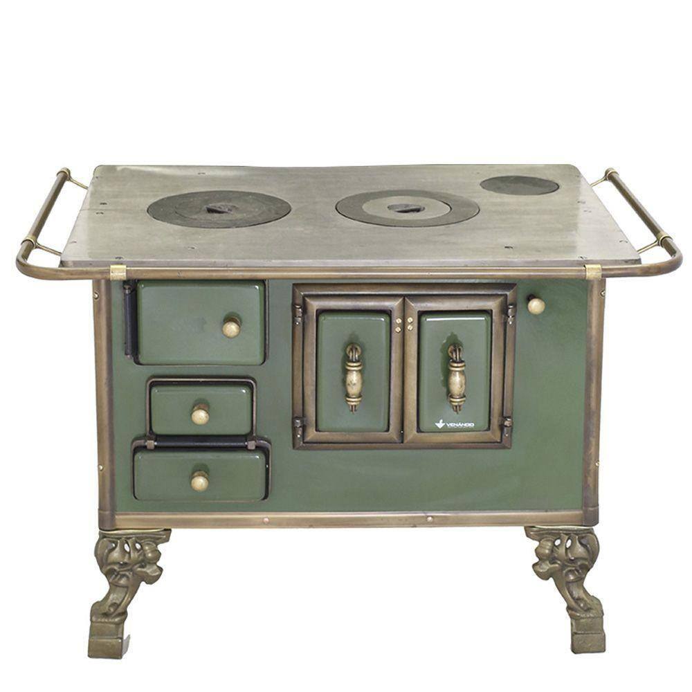 Fogão a Lenha Barroco Venâncio sem Tampa 03 Verde 3bdvd