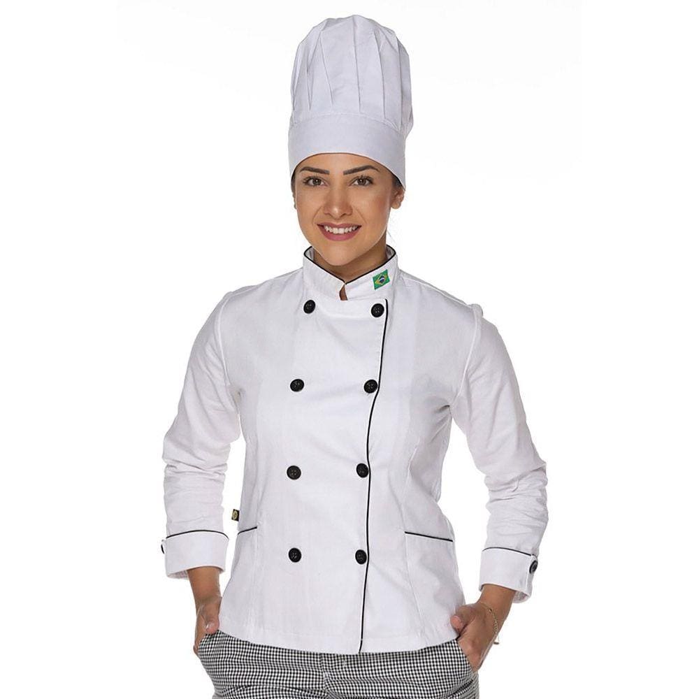 Dolmã Chef Cozinha Feminino Algodão Bandeira