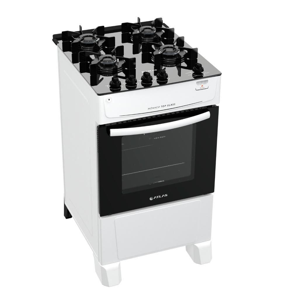 imagem-Fogão de Piso Atlas 4 Bocas Monaco Acendimento Automático Top Glass - Bivolt