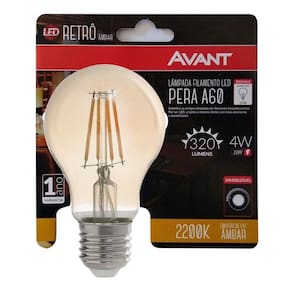 Lampada Bulbo Retro A60 E27 Dimerizavel 4W 220V Avant
