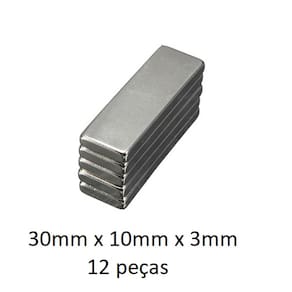 Imã De Neodímio / Super Forte / 30mm X 10mm X 3mm * 12 Peças