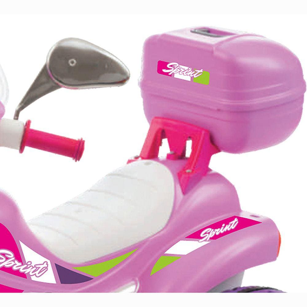 Moto Eletrica Infantil Sprint Turbo Biemme Rosa Pink 12V Capacete - Maçã  Verde Baby