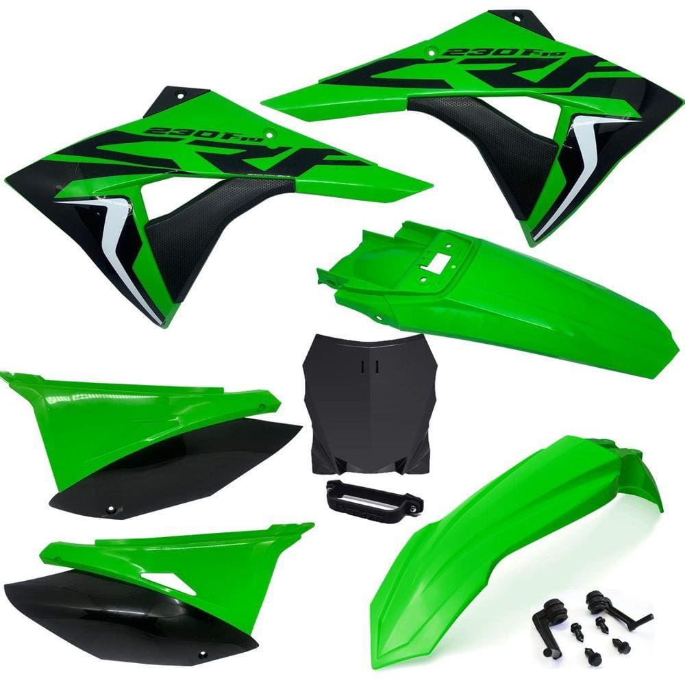 Kit Plástico Biker Elite Honda Crf 230 2008 a 2019 Com Number Plate e Adesivos